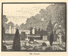 E.V.B. Drawing: The Parterr (Huntercombe Manor in 1883).