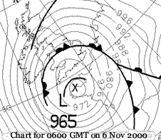 Met Office chart for 0600 GMT on 6 Nov 2000. Courtesy of Georg Muller Top Karten.