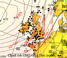 The rain band at 06 GMT on 4 Dec 2000. Courtesy of University of Cologne.