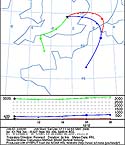 Forward trajectory analysis from Buncefield. Courtesy NOAA ARL Website.