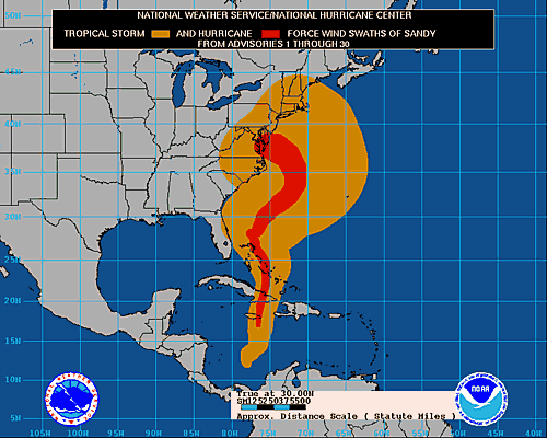 Hurricane Sandy, courtesy of US NWS & NOAA. 