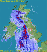 Rainfall radar 1800z courtesy of meteoradar.co.uk (Meteox.com)