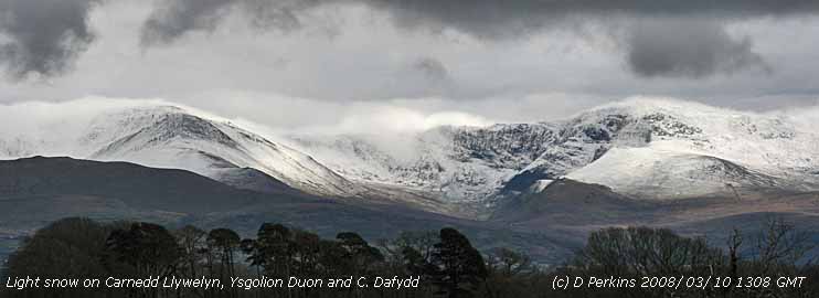 Light snow on the carneddau on 10 March 2008.