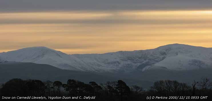 Snow on the Carneddau on 15 December 2008.