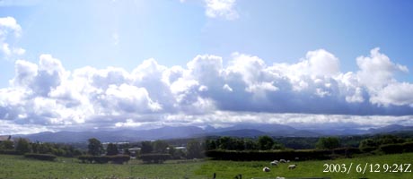 Linear cumulus clouds over Snowdonia at 0924 GMT on 12 June 2003.