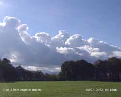 Line of stratocumulus clouds to the S over Snowdonia Mountains. Click for larger. 