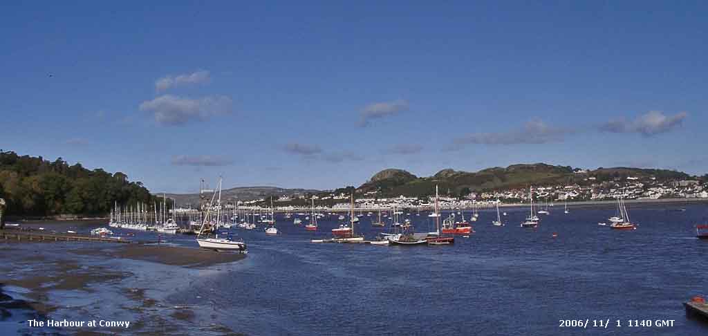 Conwy harbour and estuary with Deganwy on the opposite shore.