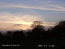 Complex evening sky in Llansadwrn.