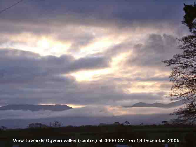 Cloudscape looking from Llansadwrn towards the Ogwen Valley on 18 Dec 2006.