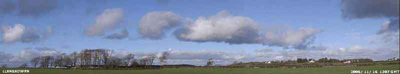 Cloud street over Llansadwrn: View looking NE at 361 ft,110 m OD.