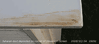 Saharan dust deposit on corner of Stevenson Screen.