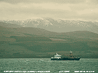 The mussel dredger returning to Bangor Harbour.