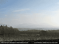 Haze obscuring the view of Snowdon (lt) and Moel Hebog (rt).