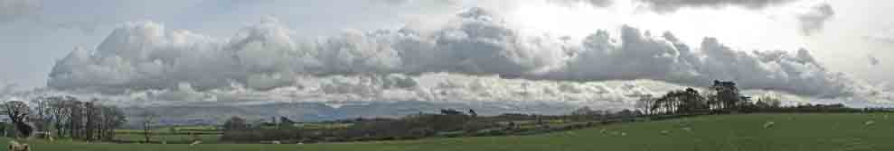 View of Snowdonia with stratocumulus above Llansadwrn.