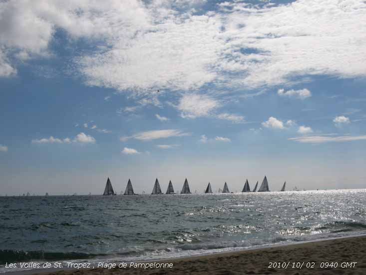 Ideal weather for Les Voiles de St-Tropez, force  3/4 E'ly allows broad reach sailing across the Bay.