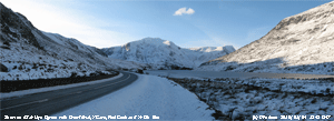 Snow scene on the A5 at Llyn Ogwen.