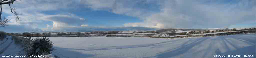 View from Llansadwrn NW across snow covered Anglesey.
