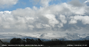 Fresh snow had fallen on the mountains on the 1st April.
