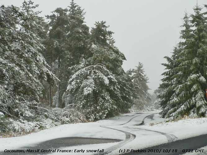 Early snow in the Massif Central, France.