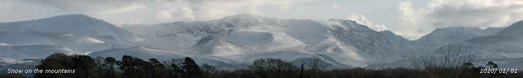 Snow on the mountains on New Year's Day.
