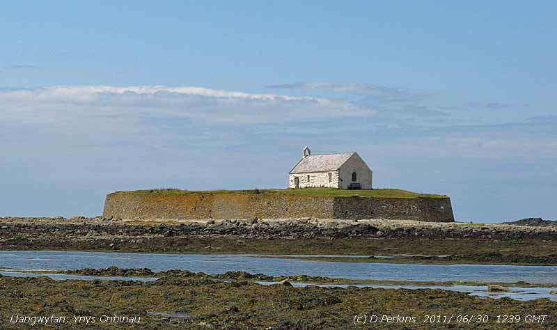 St. Cwyfan's church, Llangwyfan, on the tidal island of Cribinau.