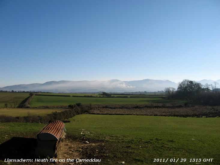 Heath fire on  the Carneddau Mountains.