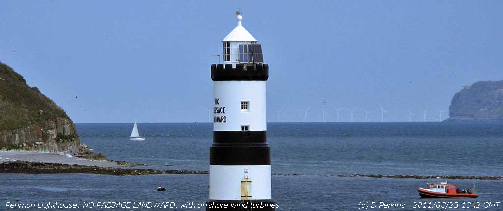 Wind turbines off Rhyl seen from Trwyn Dinmor, Anglesey.