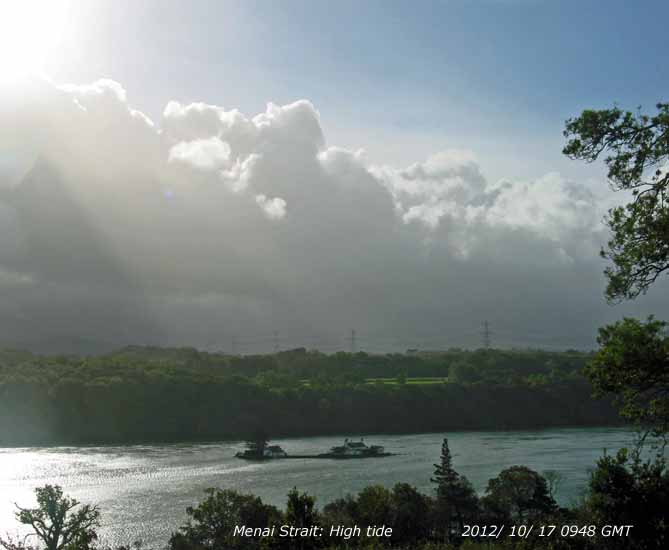 Highest spring tide of the autumn in the Menai Strait.