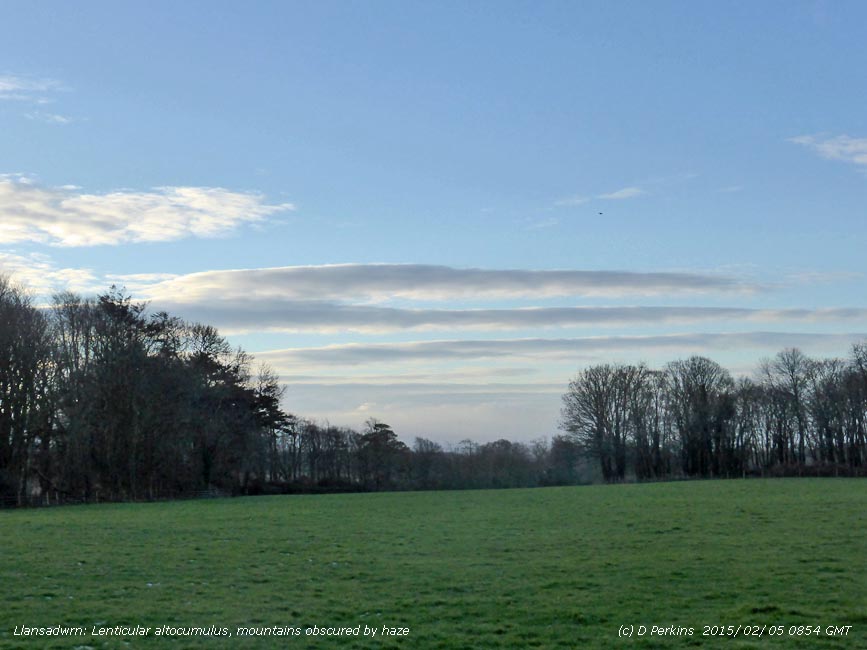 Lenticular altocumuli seen to the S at 0900 GMT.