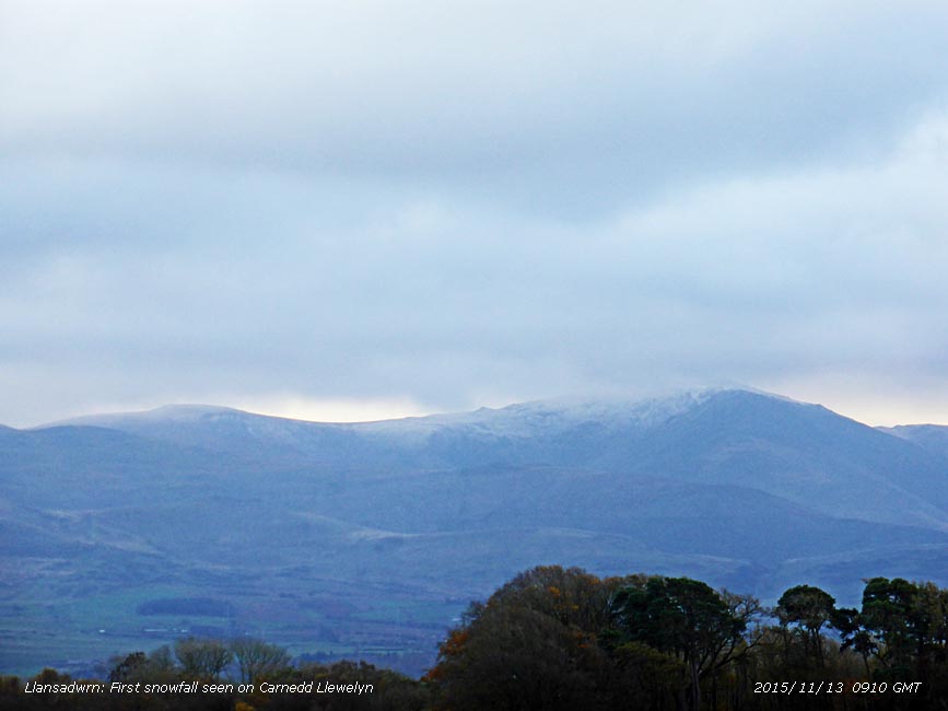 First snow of the season on the Carneddau Mountains.