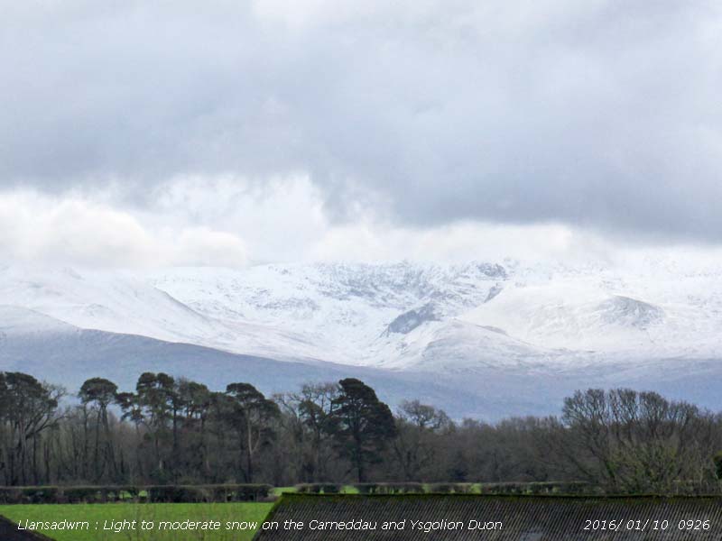 Snow around Ysgolion duon and Carneddau Mountains.