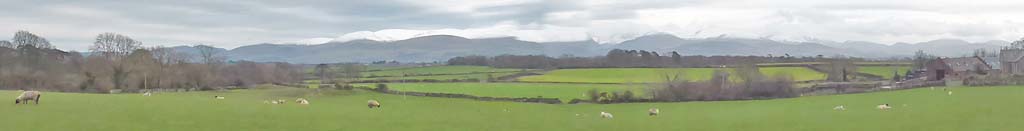 View of Snowdonia on a grey Anglesey afternoon.
