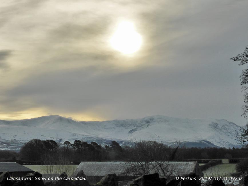 Snow cover on the Carneddau on 31 January 2019.