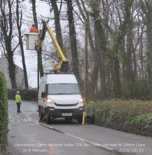 Openreach engineers replacing broken cable.