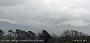 Sprinkling of fresh snow on the Carneddau Mountains.