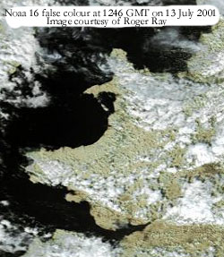 Noaa 16 image at 1246 GMT on 13 July 2001.