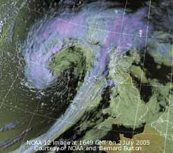 NOAA 12 image at 1449 GMT on 2 July 2005, courtesy of Bernard Burton. Click for larger. 