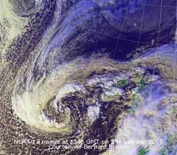 NOAA 18 image at 1347 GMT on 2 November 2005, courtesy of Bernard Burton. Click for larger. 