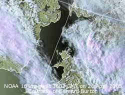 NOAA 16 image at 1602 GMT on 26 April 2005. Click for larger. 