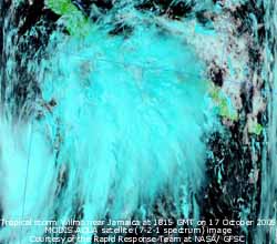 MODIS AQUA 7-2-1 spectrum image at 1815 GMT on 17 October 2005, courtesy of the Rapid Response Team at NASA/GFSC.