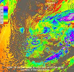 NOAA 18 thermal image at 1332 GMT on 20 Feb 2006, courtesy of Bernard Burton.