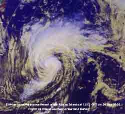 Hurricane NW of Azores: NOAA 18 image at 1511 GMT on 24 Sep 2006, courtesy of Bernard Burton.