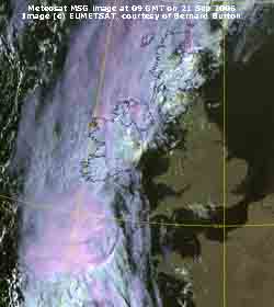 Meteosat (c) EUMETSAT at 09 GMT on 2`1 Sep 2006, courtesy of Bernard Burton.