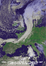 NOAA 18 image at 1250 GMT on 24 Sep 2007, courtesy of Bernard Burton. 