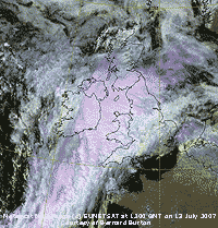 Meteosat MSG image (c) EUMESAT at 12 GMT on 13 July 2007, courtesy Bernard Burton.