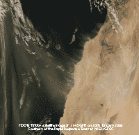 MODIS TERRA image at 1145 GMT on 20 January 2007, courtesy of the Rapid Response Team at NASA/GFSC.