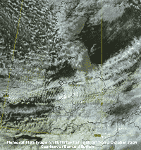 Meteosat MSG image (c) EUMETSAT at 12 GMT on 3 October 2009, courtesy Bernard Burton.
