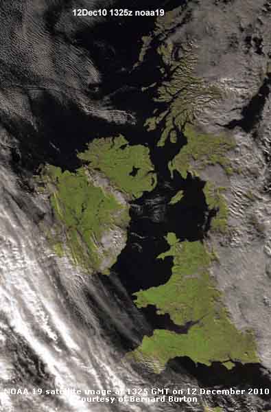 NOAA 19 image at 1325 GMT on12 December 2010, courtesy Bernard Burton.