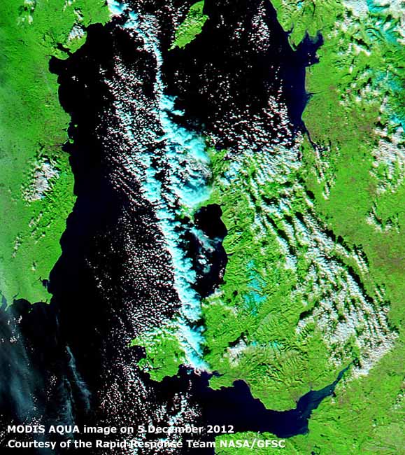 MODIS AQUA image (7-2-1) on 5 December  2012 courtesy of the Rapid Response Team at NASA/GFSC.