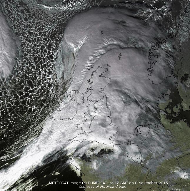 Meteosat MSG image (c) EUMETSAT at 12 GMT on 8 November 2015, courtesy of Ferdinand Valk.